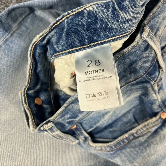 MOTHER Lil’ Tomcat Roller Sneak Jeans I Confess Wash Size 28 Wide Leg Flare - Picture 4 of 11